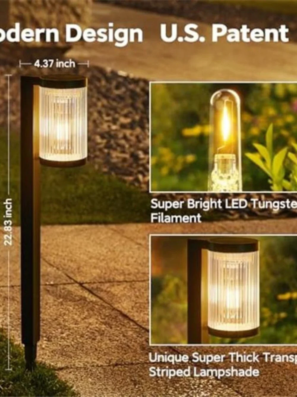Solar Pathway Lights Outdoor Waterproof LED Garden Landscape Lights Auto On